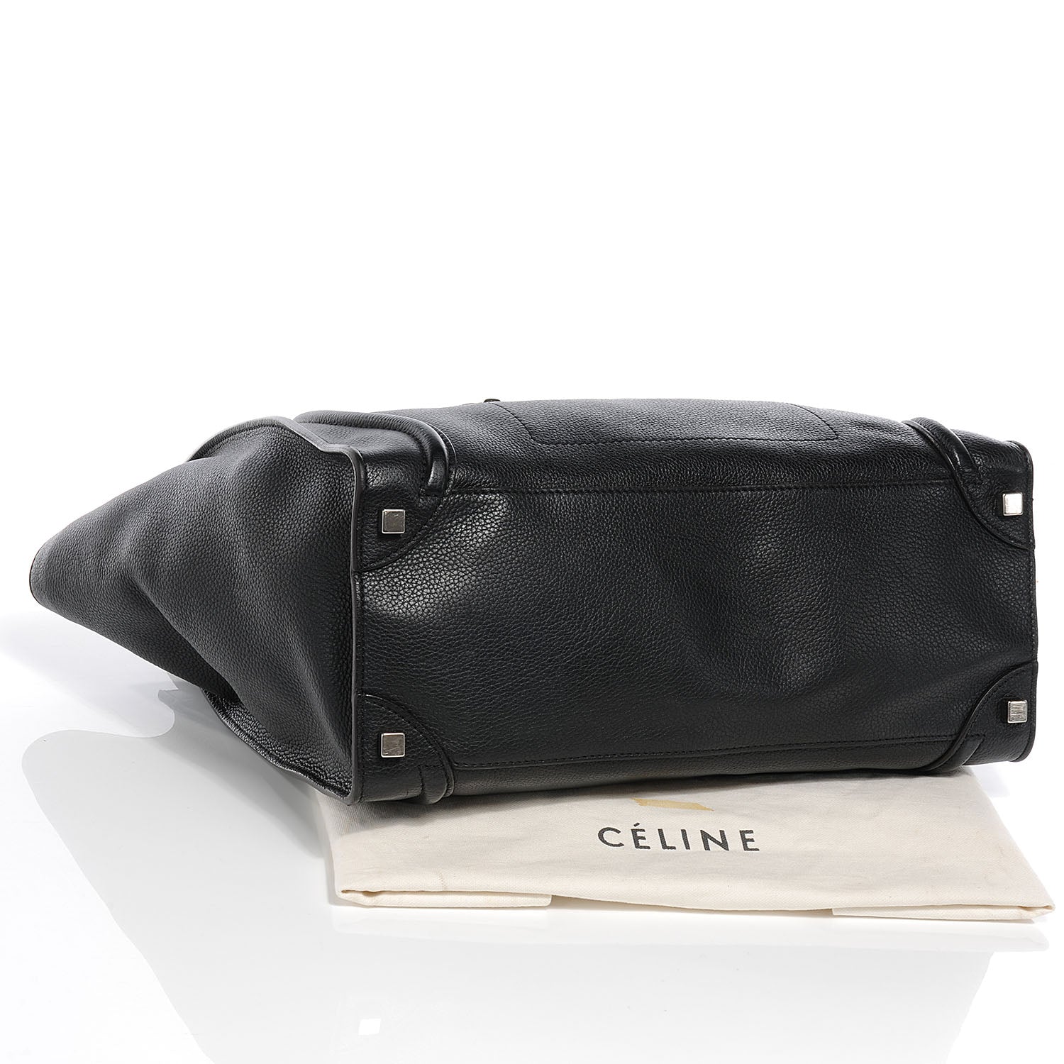 Celine Drummed Leather Shoulder Luggage Black 4 of 7
