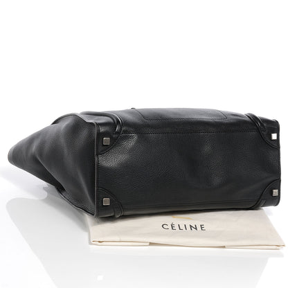 Celine Drummed Leather Shoulder Luggage Black 4 of 7