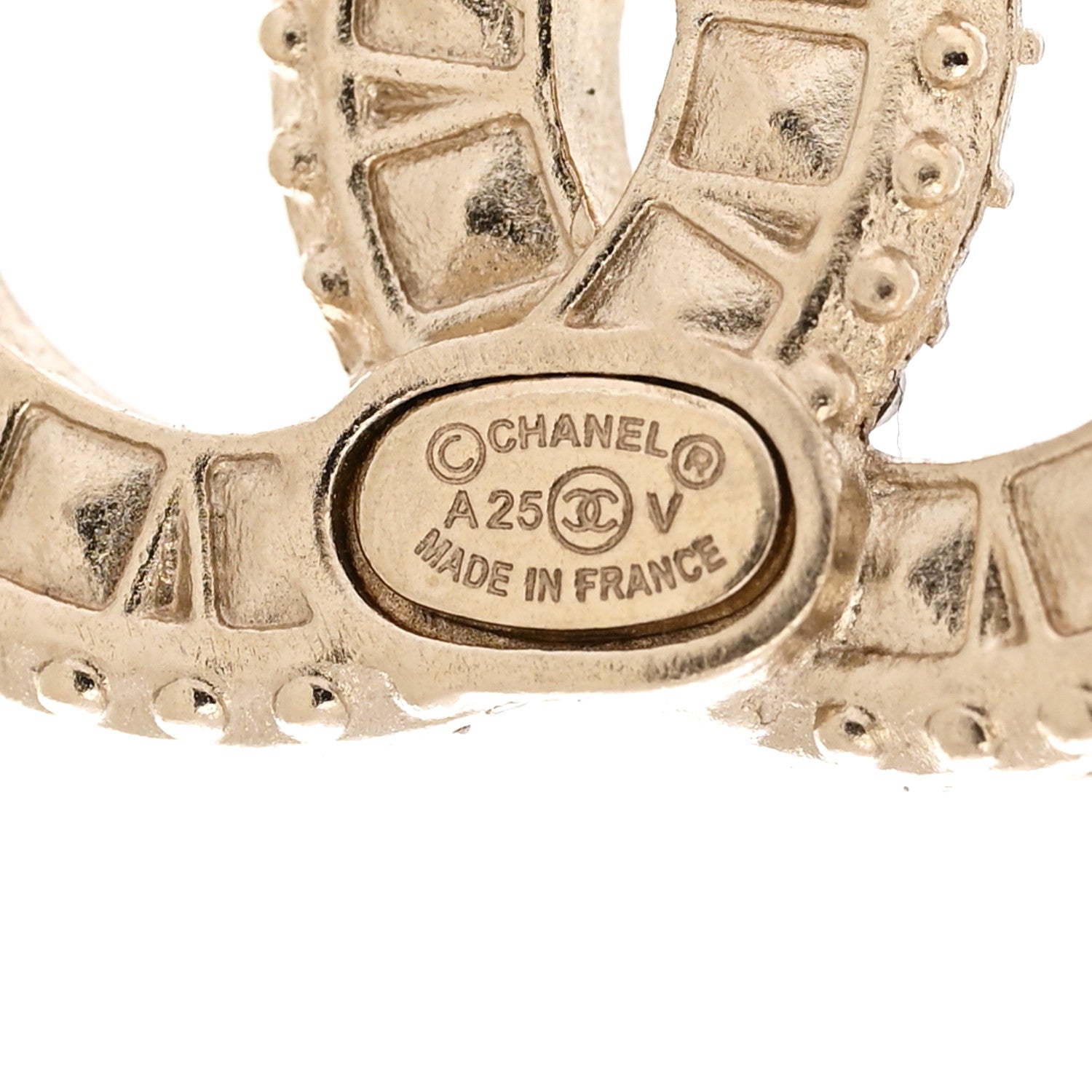 Chanel Crystal Timeless CC Earrings Light Gold 4 of 5