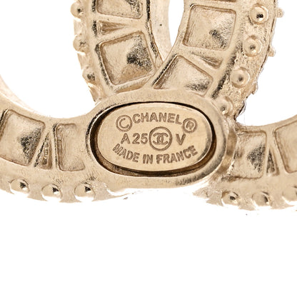 Chanel Crystal Timeless CC Earrings Light Gold 4 of 5