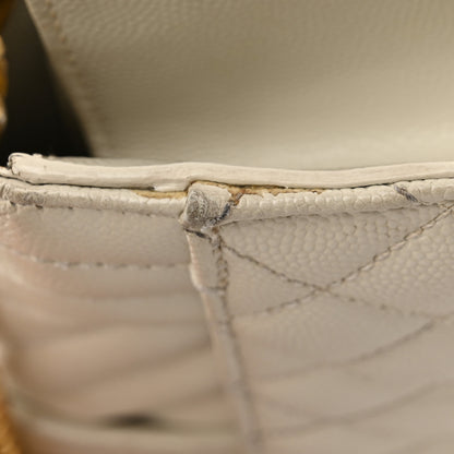 Saint Laurent Grain De Poudre Textured Mixed Matelasse Triquilt Medium Monogram Satchel Crema Soft 16 of 19