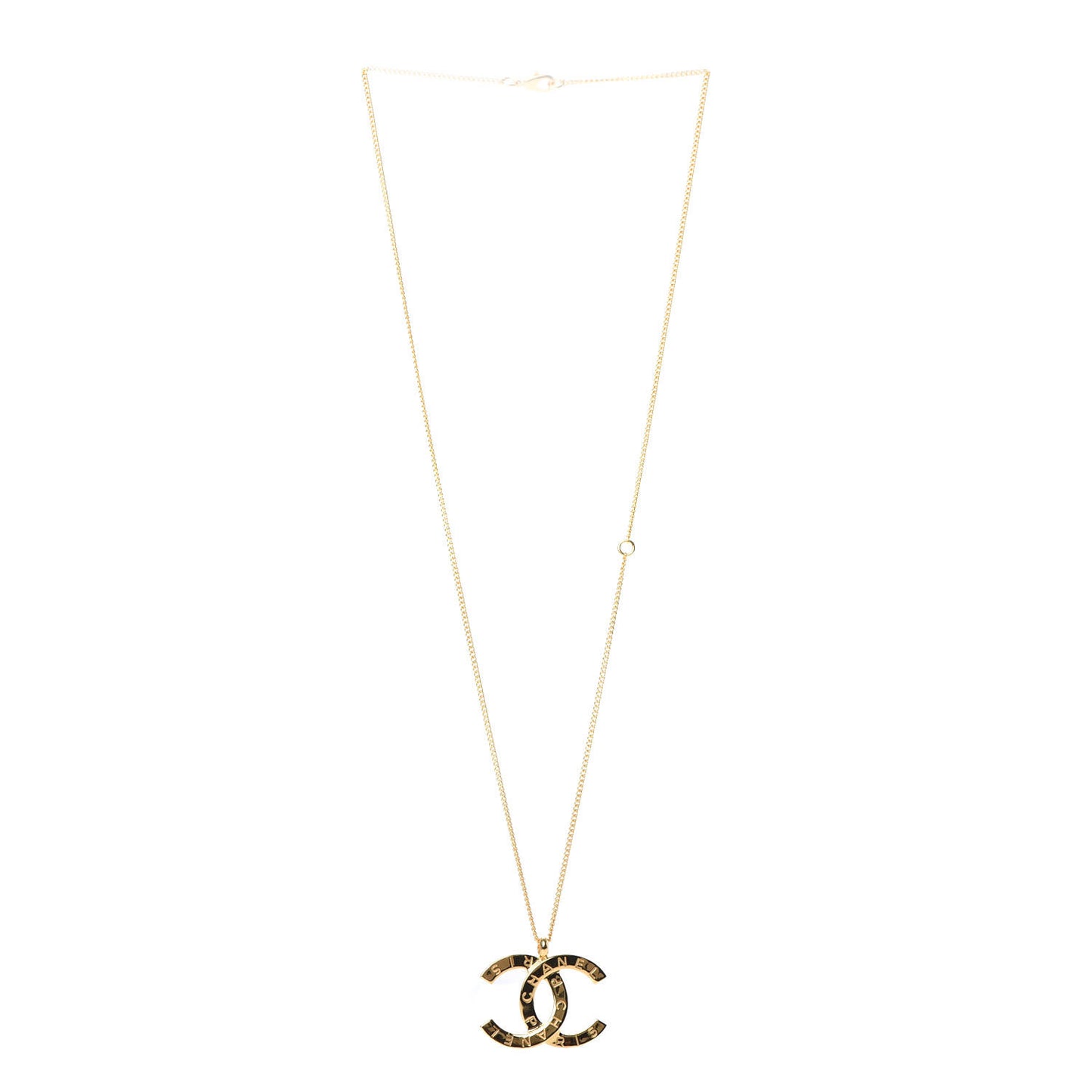 Metal CC Paris Button Necklace Gold