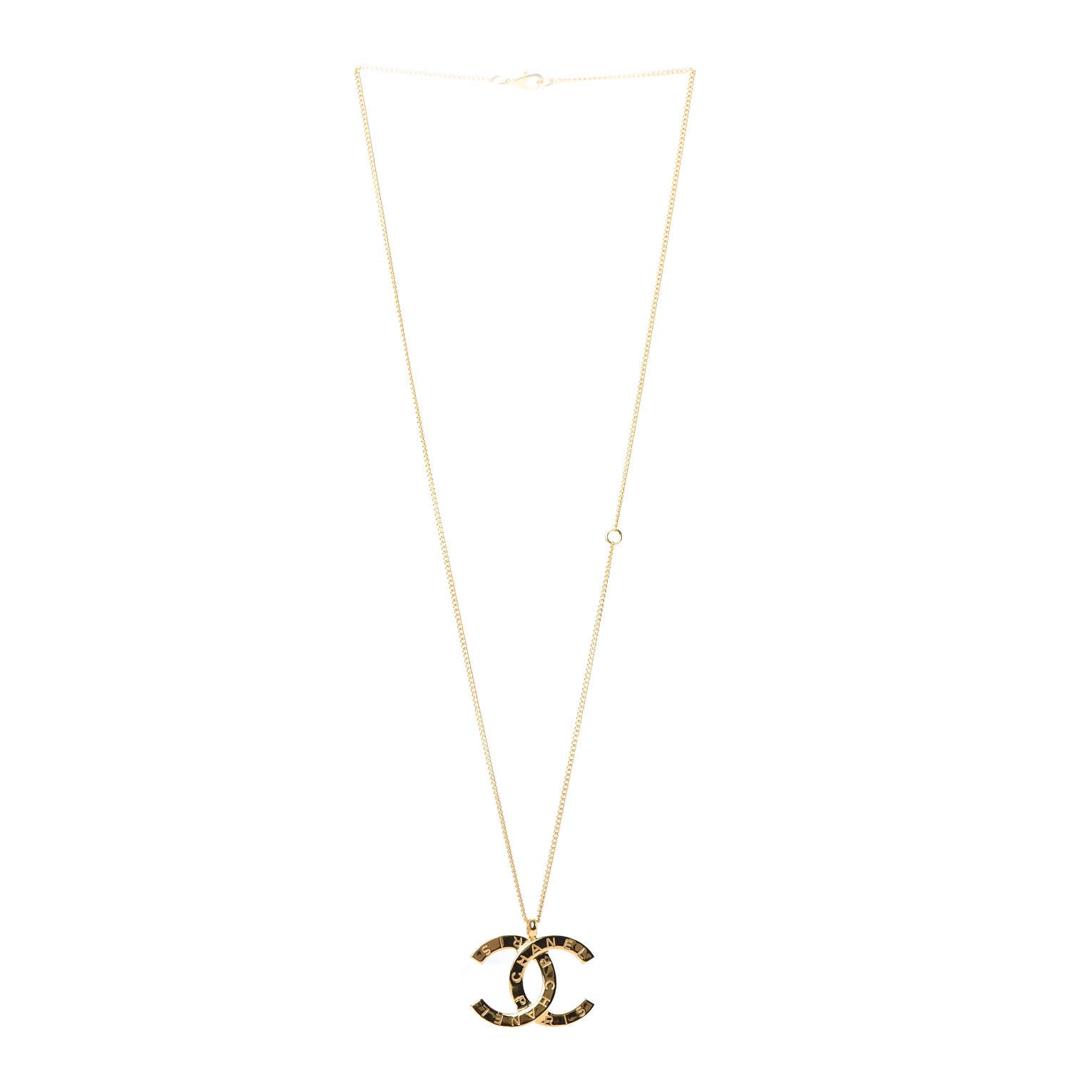 Chanel Metal CC Paris Button Necklace Gold 3 of 5
