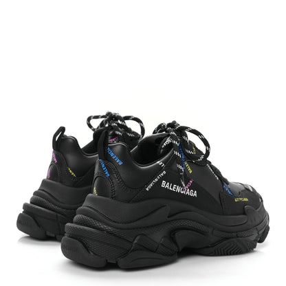 Balenciaga Technical Fabric Allover Logo Womens Triple S Sneakers 37 Black Multicolor 4 of 8