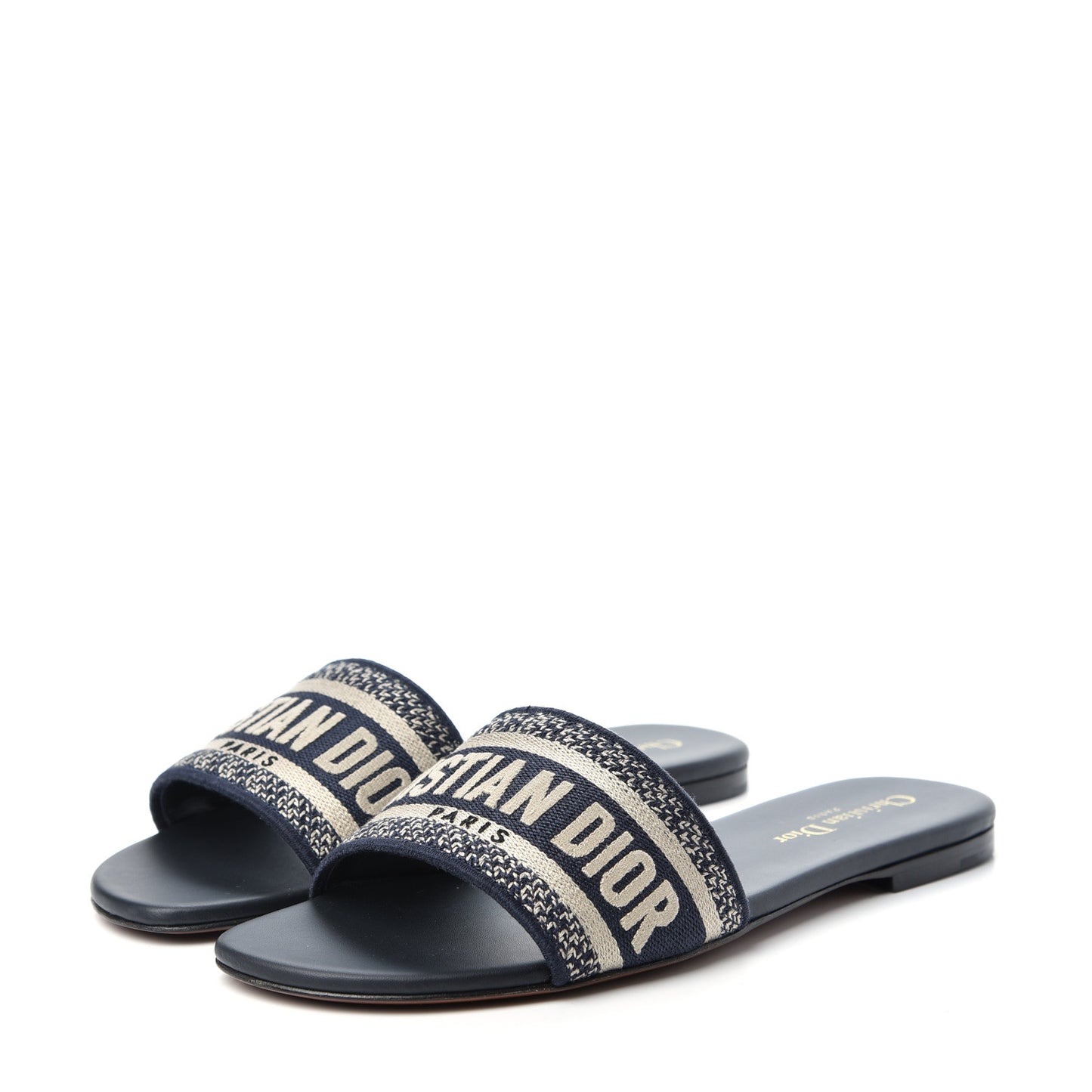 Canvas Embroidered Dway Mules Slide Sandals 39 Deep Blue