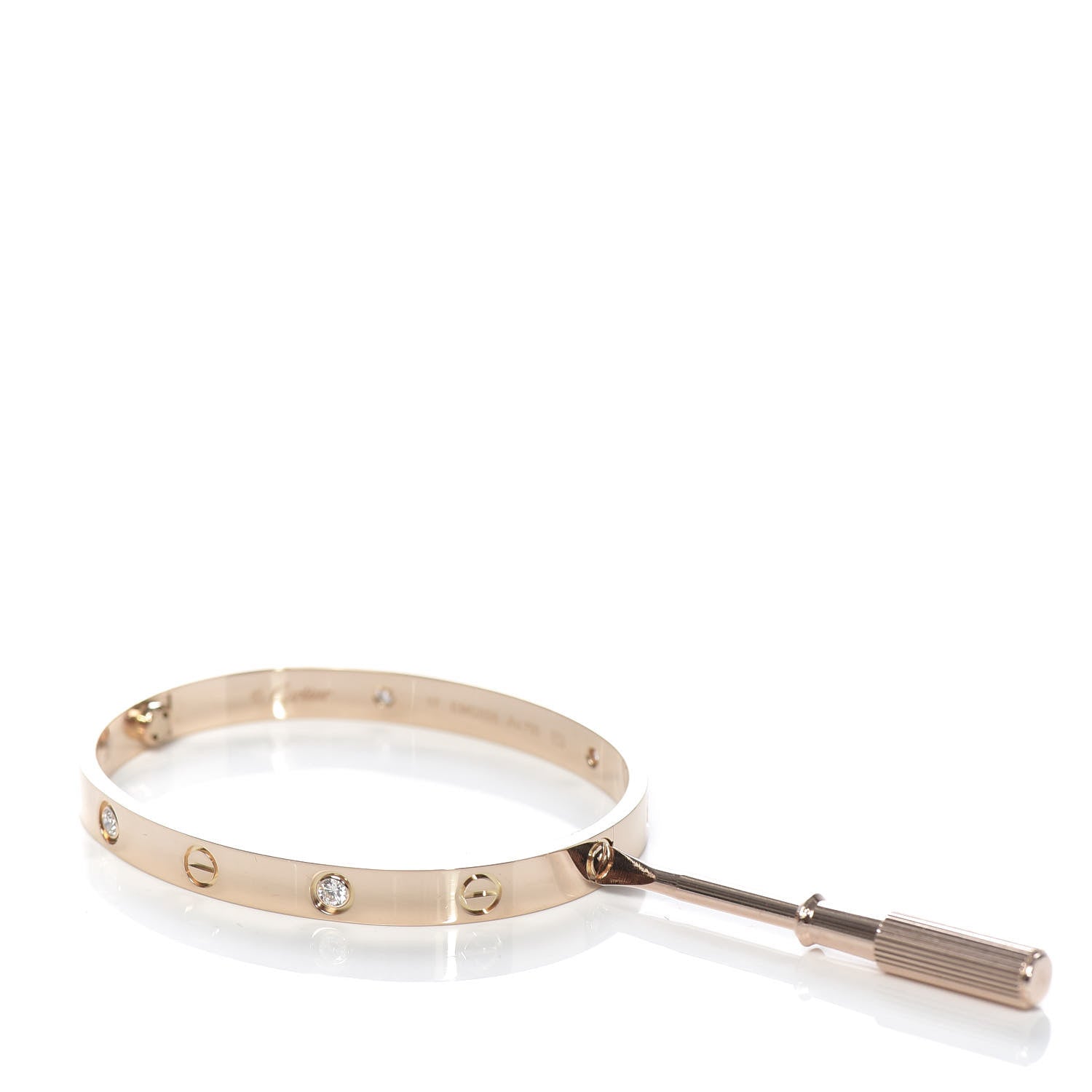 Cartier 18K Pink Gold 4 Diamond LOVE Bracelet 17 6 of 7