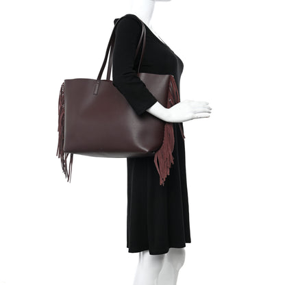 Saint Laurent Calfskin Large Fringe Shopping Tote Amaranto 2 of 11