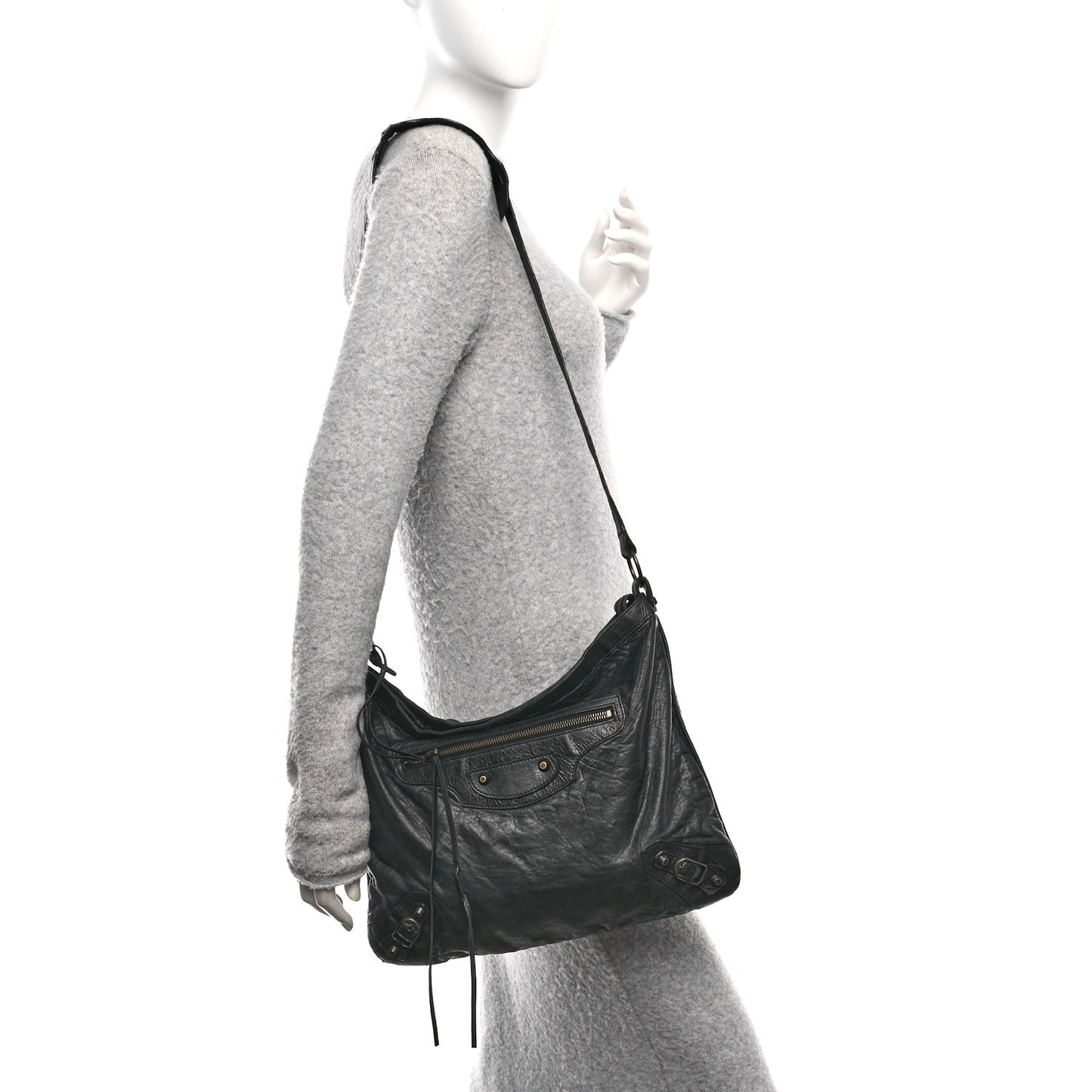 Agneau Classic Hardware Flat Messenger Black