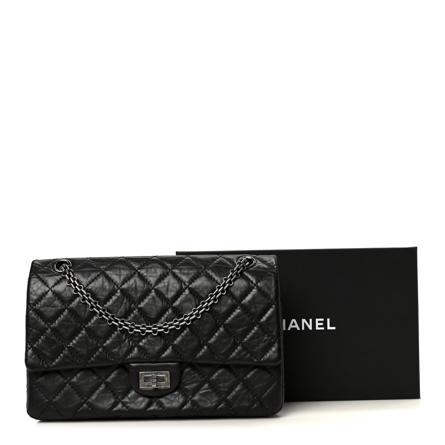 Aged Calfskin Quilted 2.55 Reissue 226 Flap Black