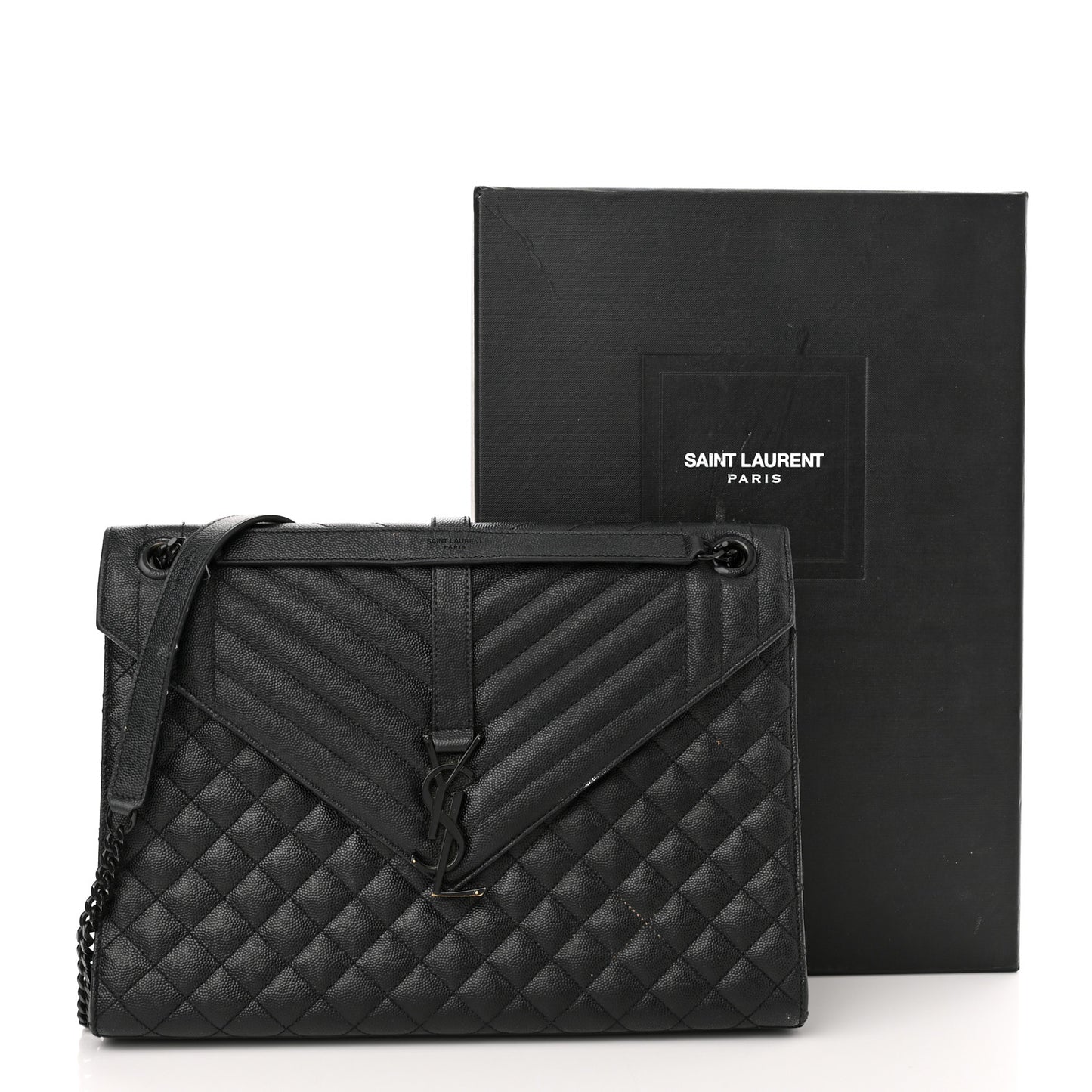 Grain De Poudre Textured Mixed Matelasse Large Triquilt Monogram Monochrome Satchel Black