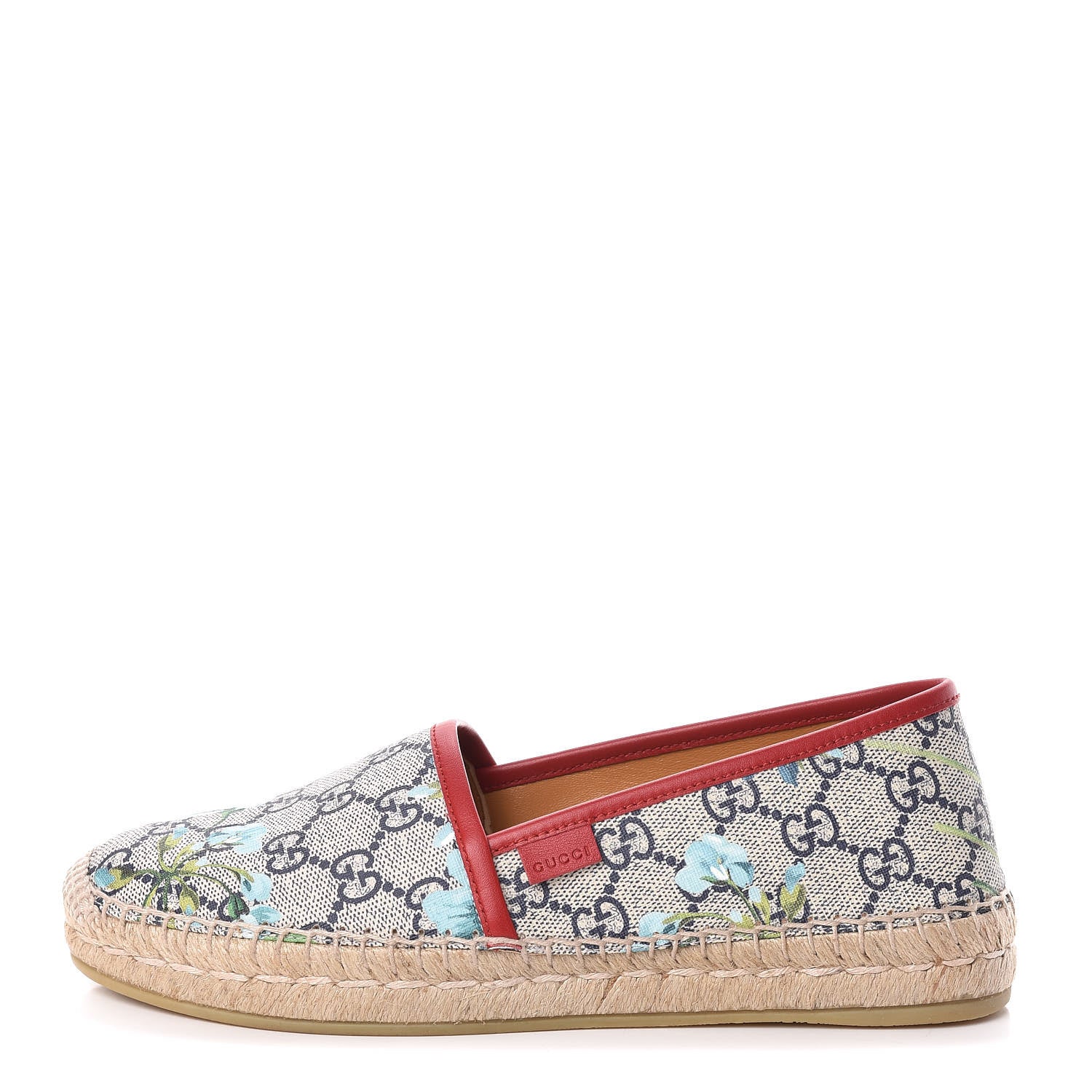 Gucci GG Supreme Monogram Blooms Espadrilles 37.5 Beige Blue Navy Hibiscus Red 1 of 7
