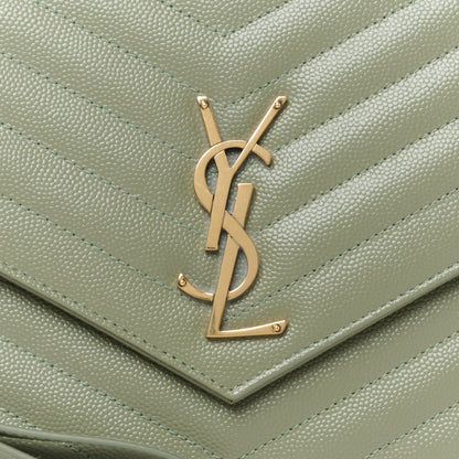 Saint Laurent Grain De Poudre Matelasse Chevron Monogram Envelope Clutch Light Sage 8 of 10