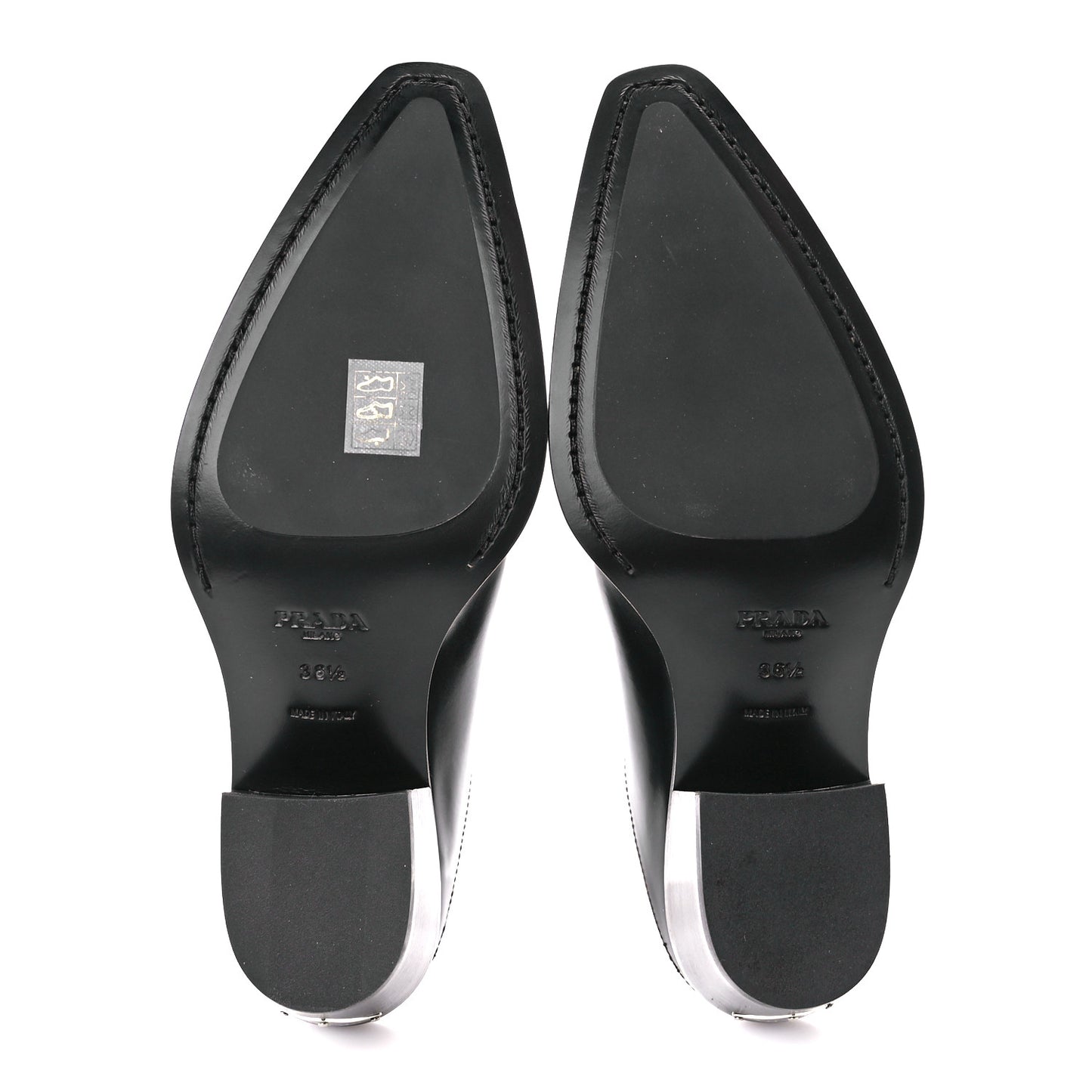 Spazzolato Metal Triangle Logo Texano Pointed Toe 55mm Mules 36.5 Black