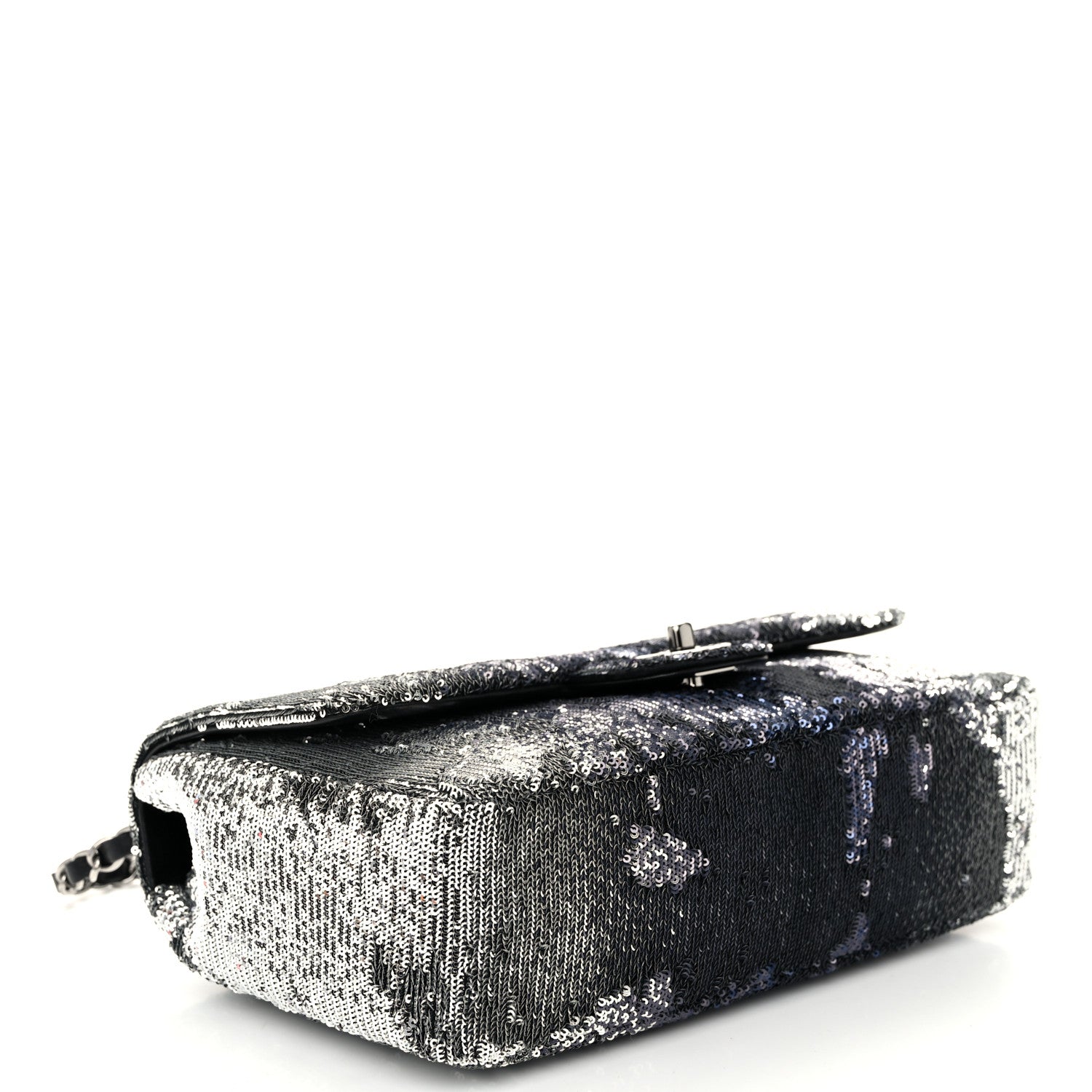 Chanel Sequin Medium Single Flap Silver Black 4 of 10