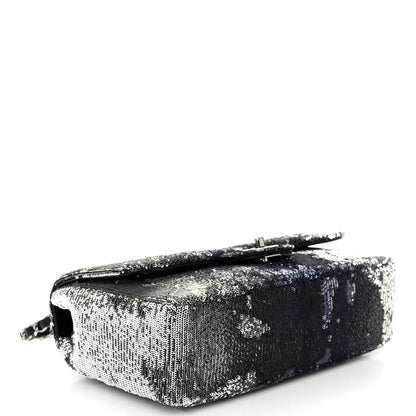 Chanel Sequin Medium Single Flap Silver Black 4 of 10