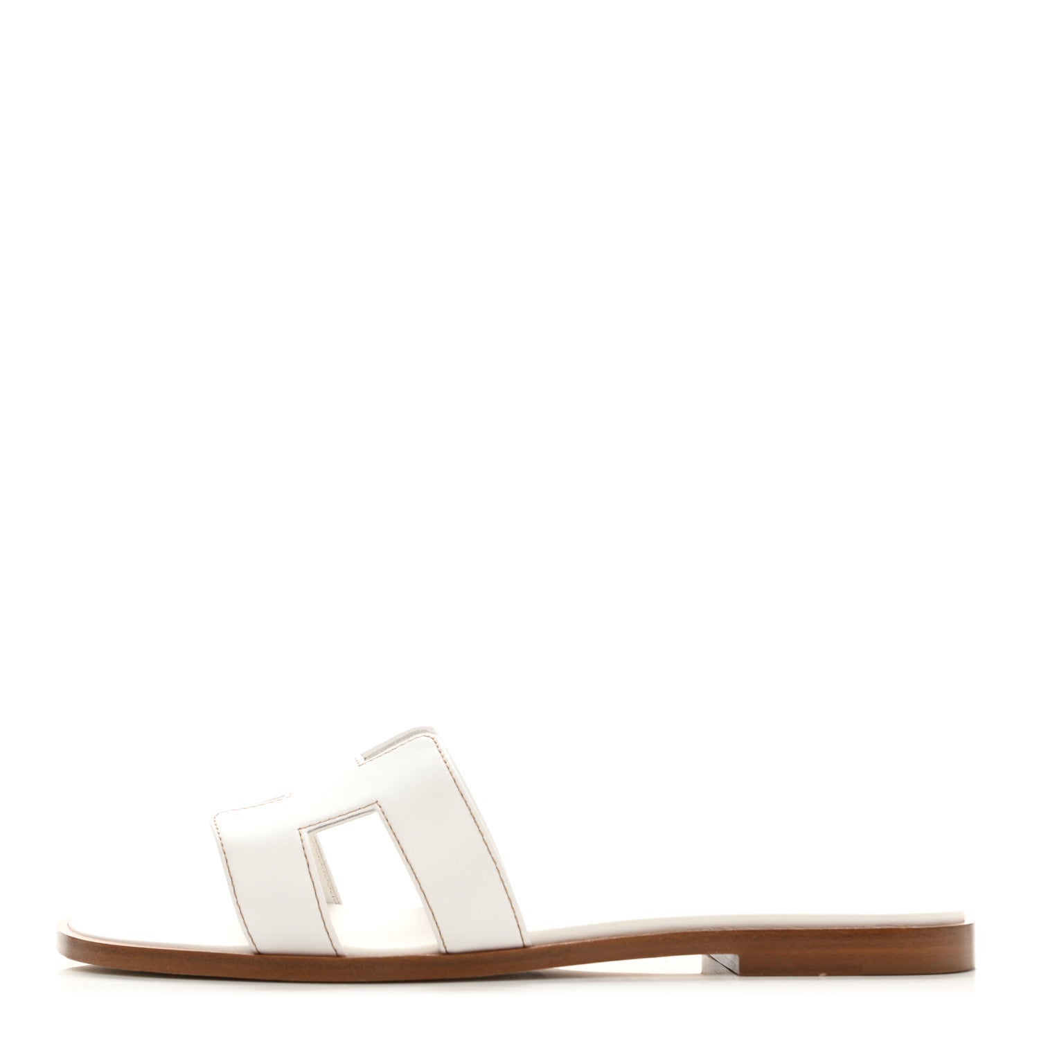 Hermes Box Calfskin Oran Sandals 37.5 White 1 of 8