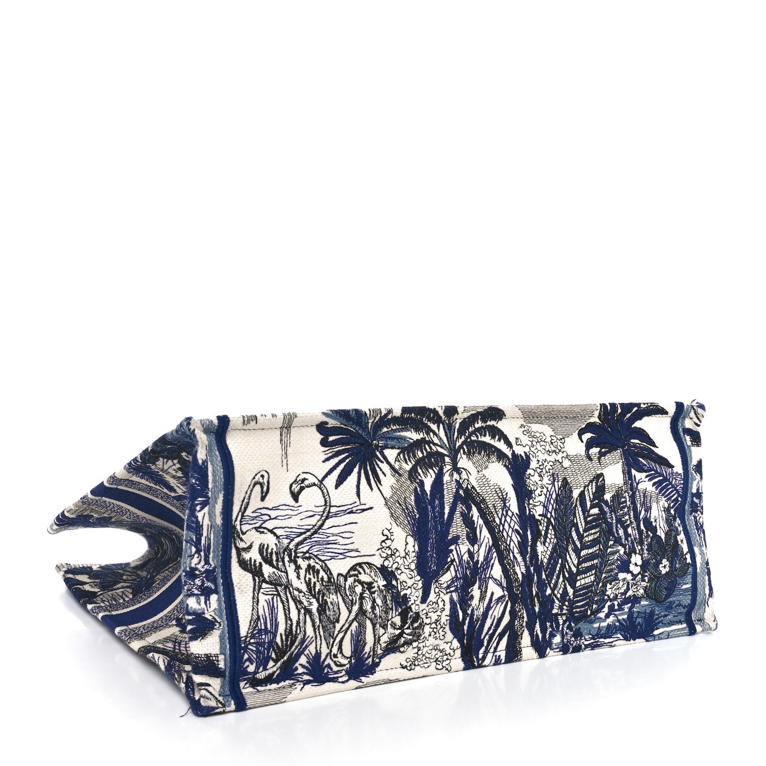 Christian Dior Canvas Embroidered Large Palm Tree Toile De Jouy Book Tote Blue 4 of 10