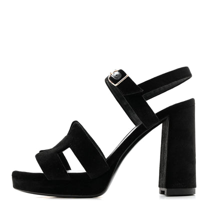 Hermes Velvet Jazz 90 Sandals 39 Black 1 of 9