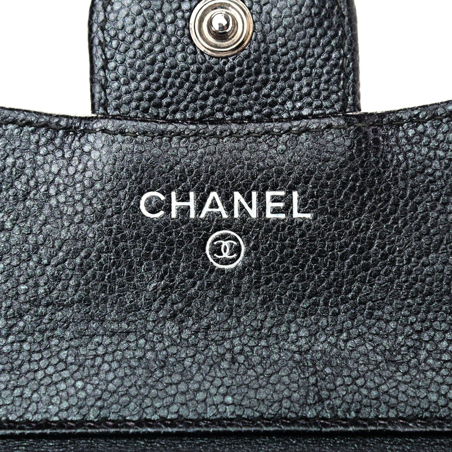 Chanel Iridescent Caviar Chevron Quilted Compact Flap Wallet Black 6 of 11