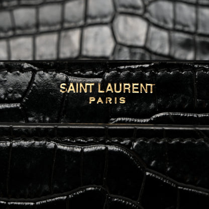 Saint Laurent Calfskin Crocodile Embossed Medium Monogram Sunset Black 6 of 11