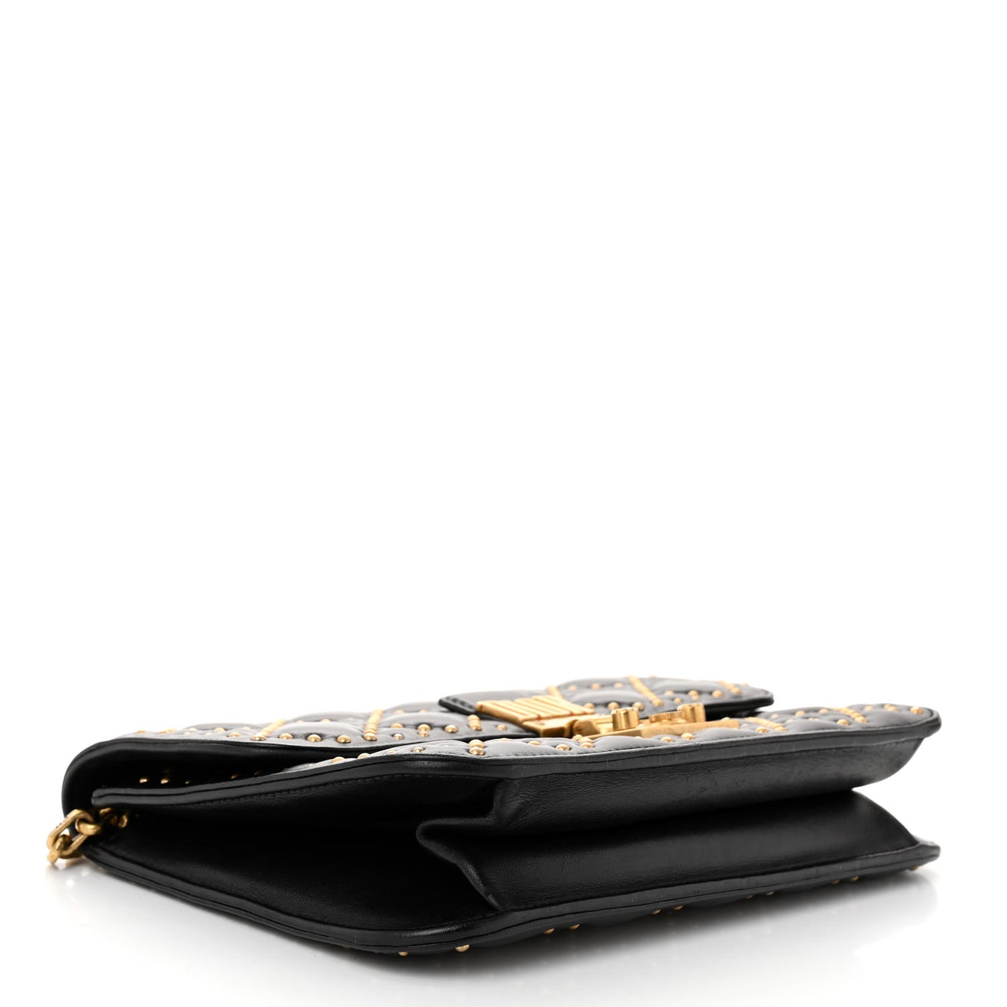 Lambskin Cannage Studded Large Dioraddict Flap Bag Black
