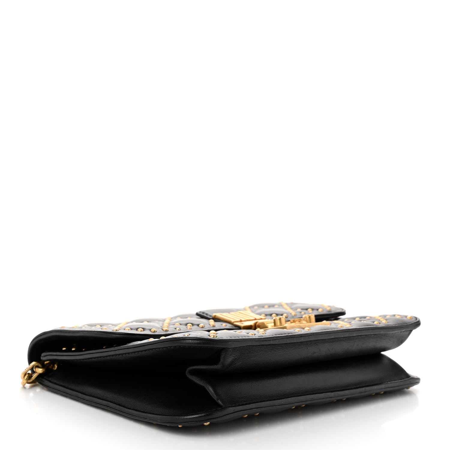 Christian Dior Lambskin Cannage Studded Large Dioraddict Flap Bag Black 4 of 10