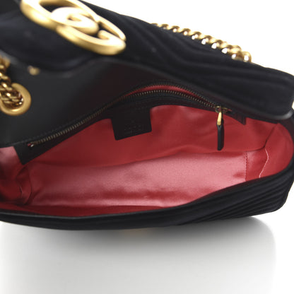 Gucci Velvet Matelasse Small GG Marmont Shoulder Bag Black 5 of 10
