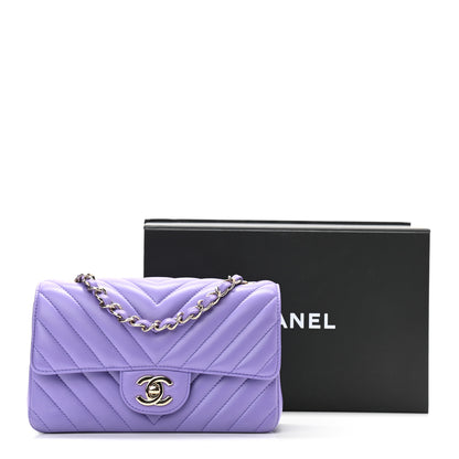 Chanel Lambskin Chevron Quilted Mini Rectangular Flap Purple 10 of 10