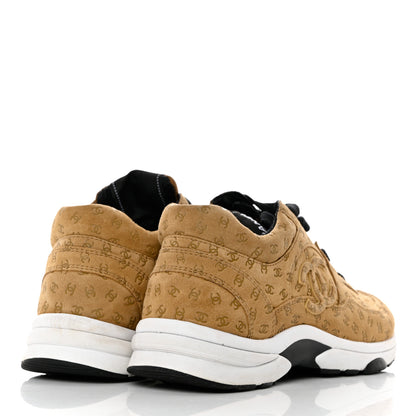 Chanel Nylon Suede Calfskin Printed CC Sneakers 37 Beige 4 of 9