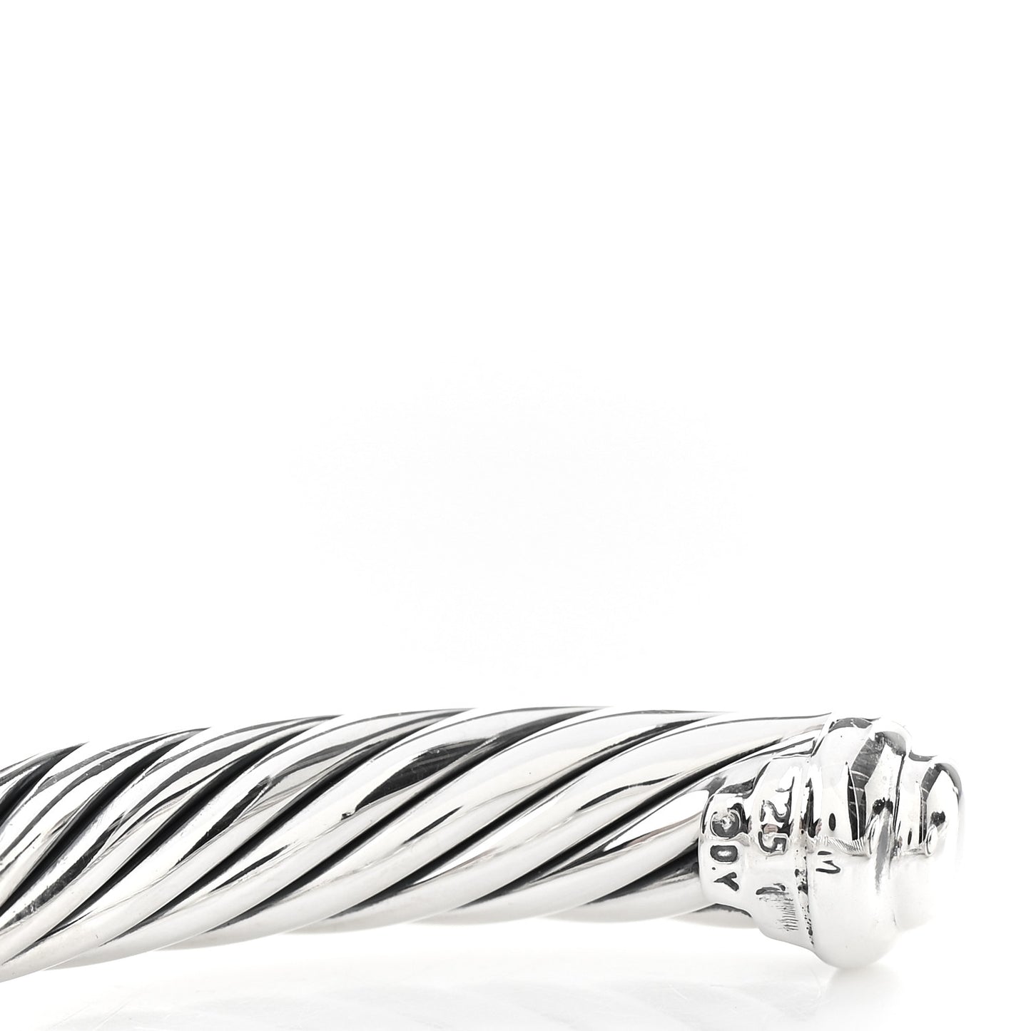 Sterling Silver Diamond 7mm Cable Buckle Cuff Bracelet