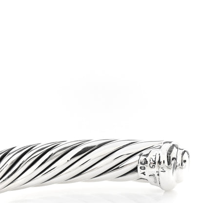 David Yurman Sterling Silver Diamond 7mm Cable Buckle Cuff Bracelet 3 of 4