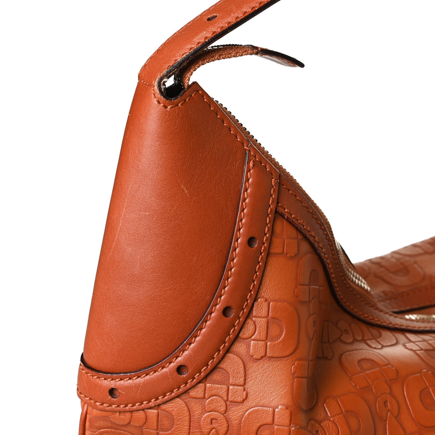 Gucci GGUCCI Calfskin Horsebit Embossed Glam Hobo Tan 12 of 17