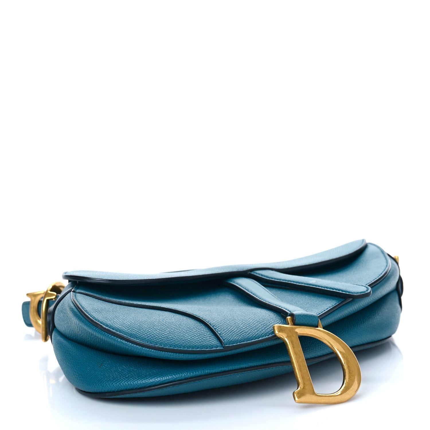 Christian Dior Grained Calfskin Saddle Bag Steel Blue 4 of 7