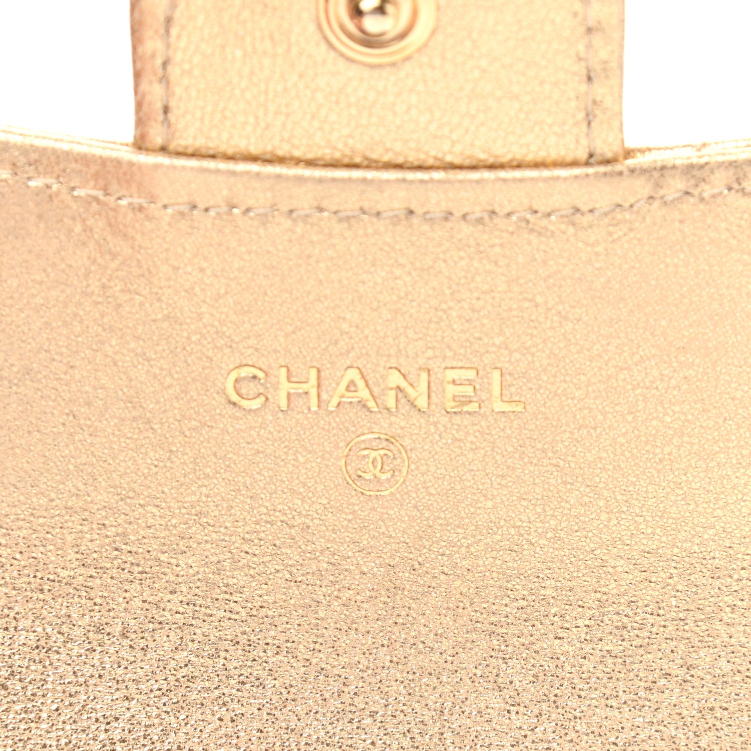 Chanel Metallic Lambskin Quilted Flap Card Holder Wallet Gold 6 of 9