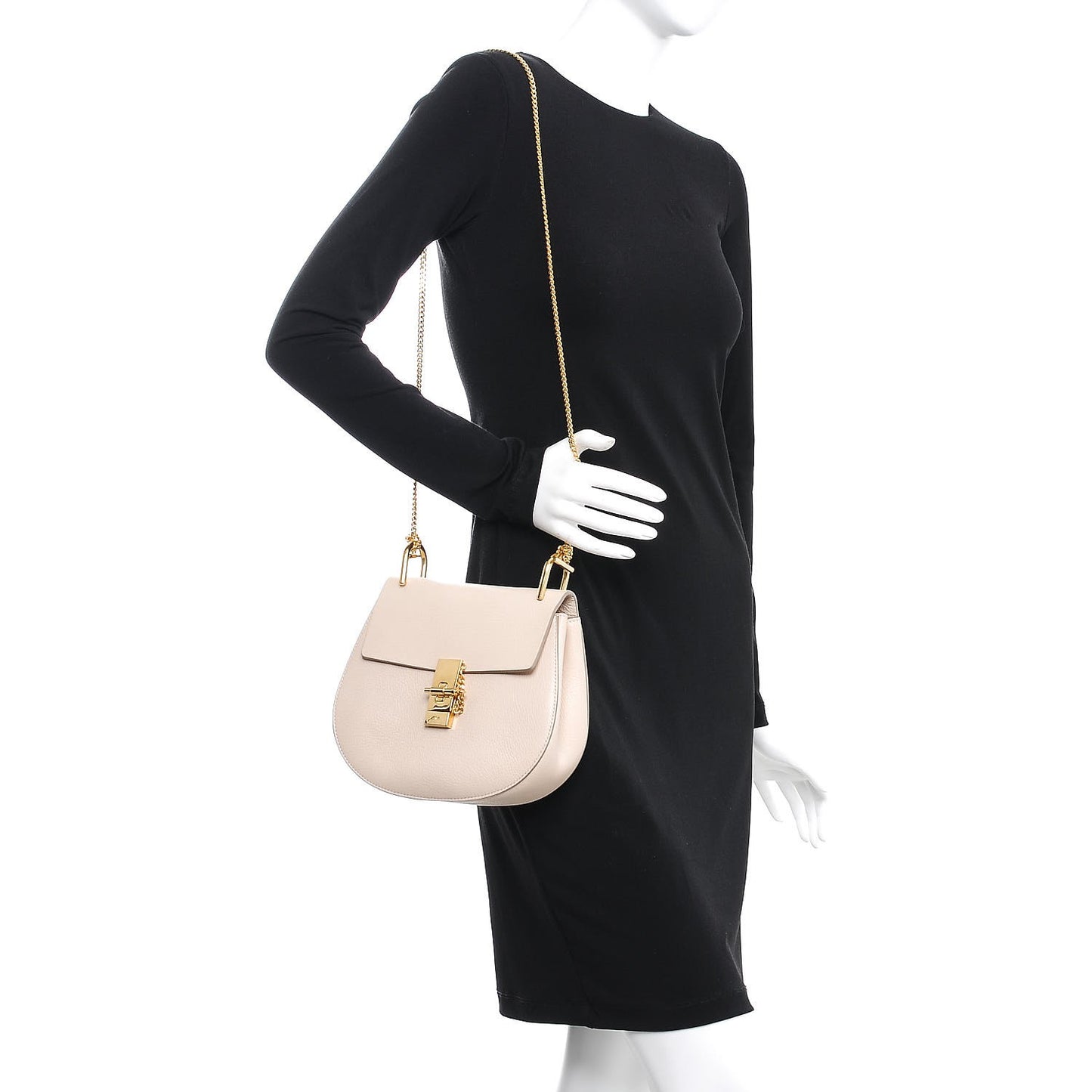 Grained Lambskin Drew Shoulder Bag Abstract White