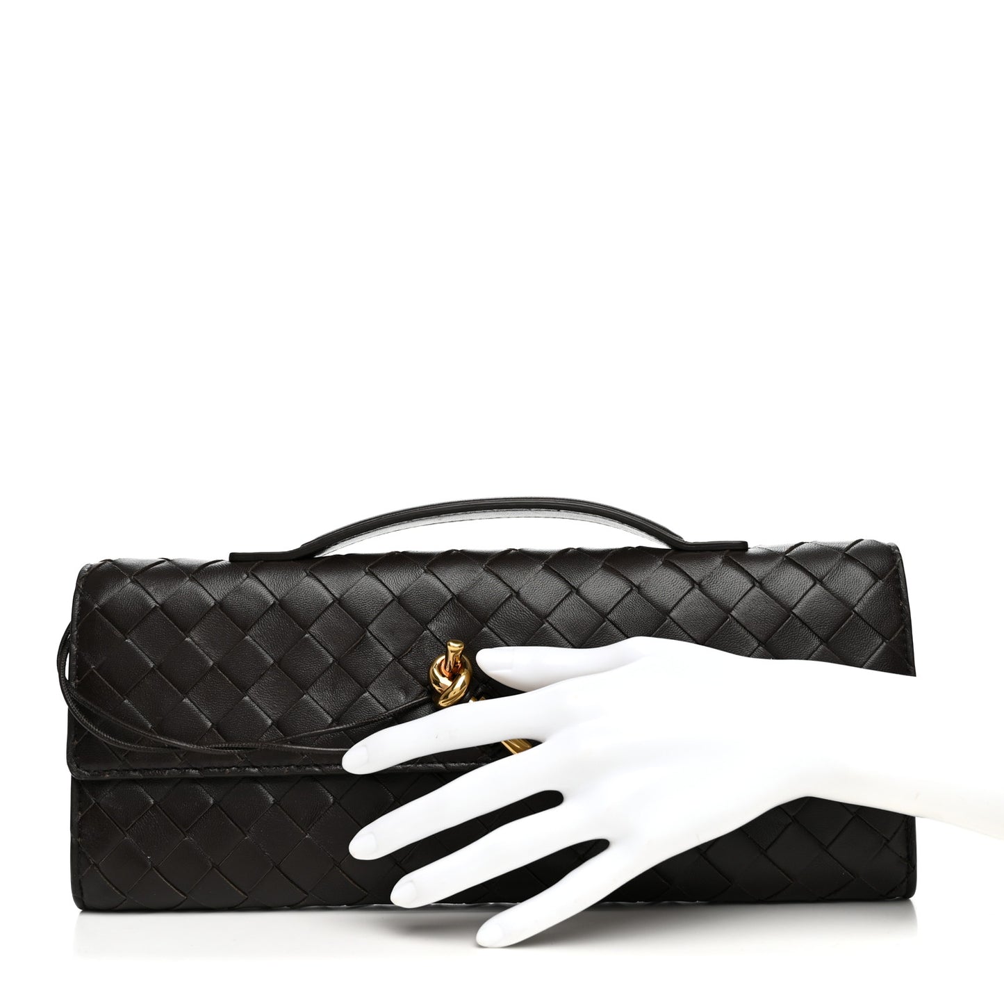 Nappa Intrecciato Long Andiamo Top Handle Clutch  Fondant