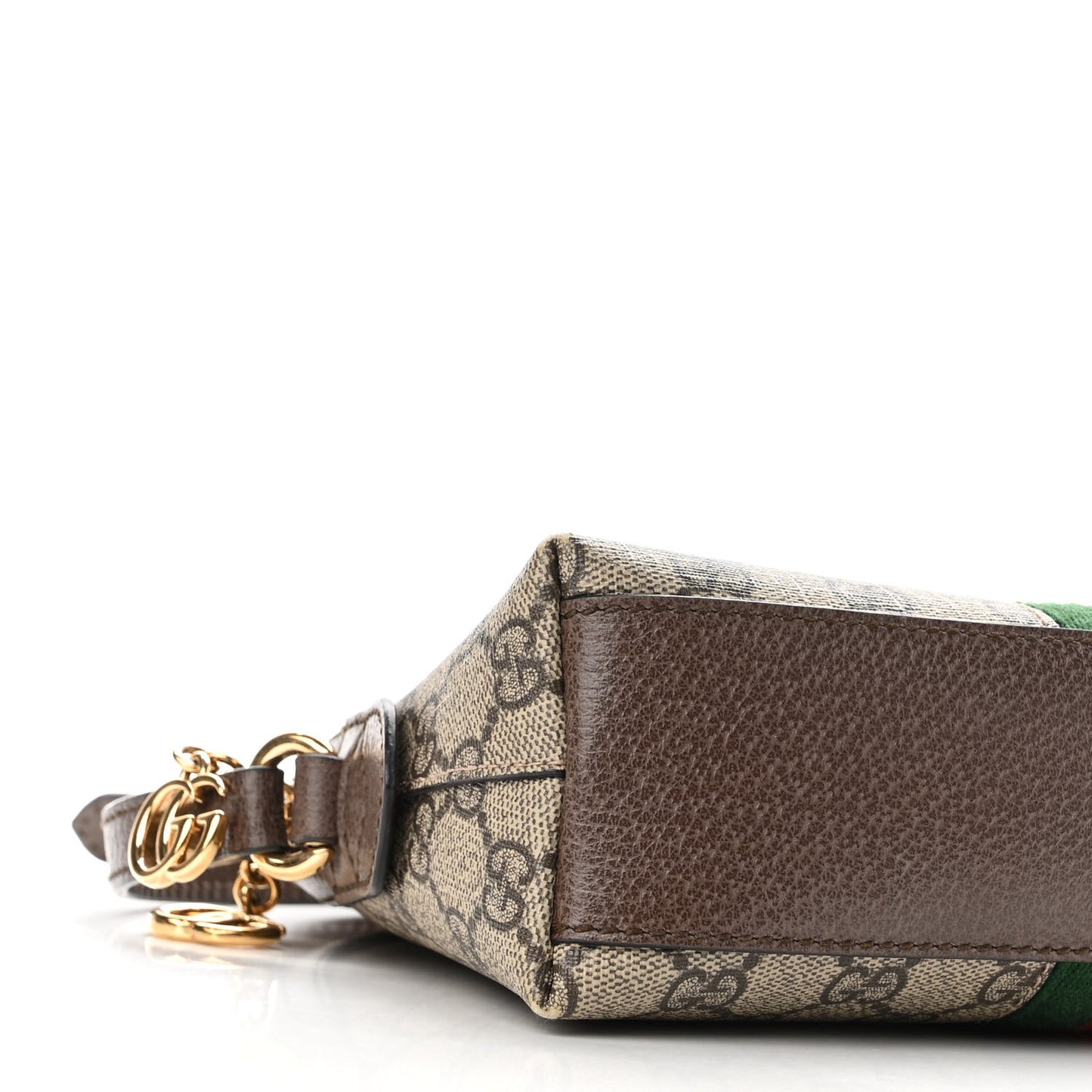 GG Supreme Monogram Textured Dollar Calfskin Web Small Ophidia Dome Shoulder Bag Beige Ebony New Acero