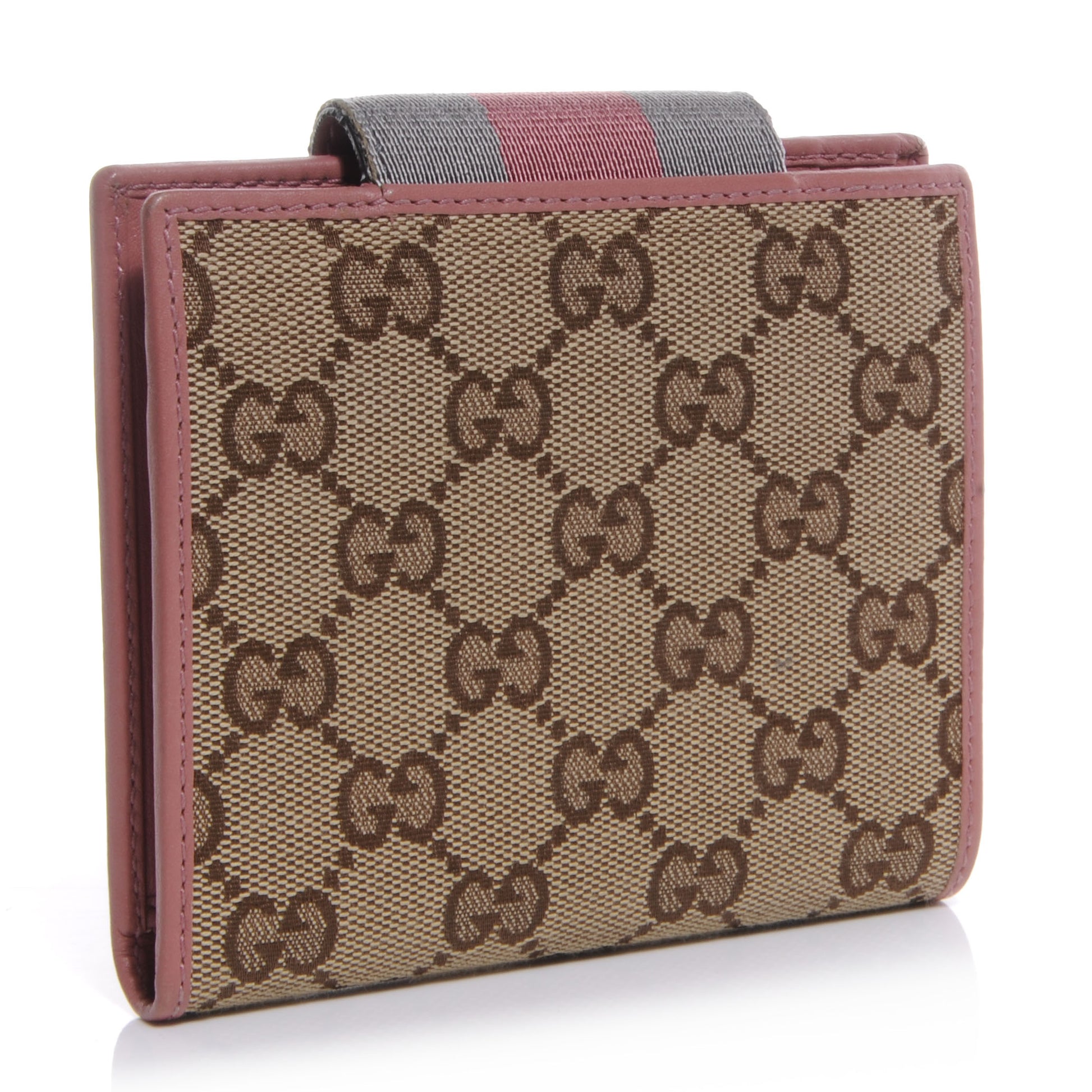 Gucci Monogram Selleria Calfskin Web Ladies Web French Wallet Pink 3 of 8