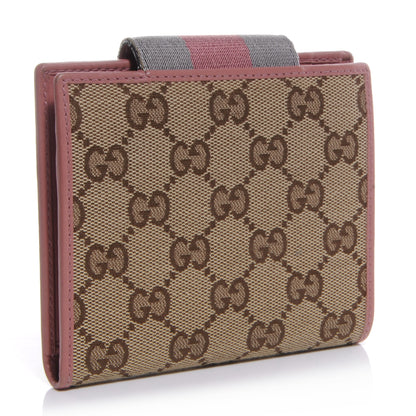 Gucci Monogram Selleria Calfskin Web Ladies Web French Wallet Pink 3 of 8