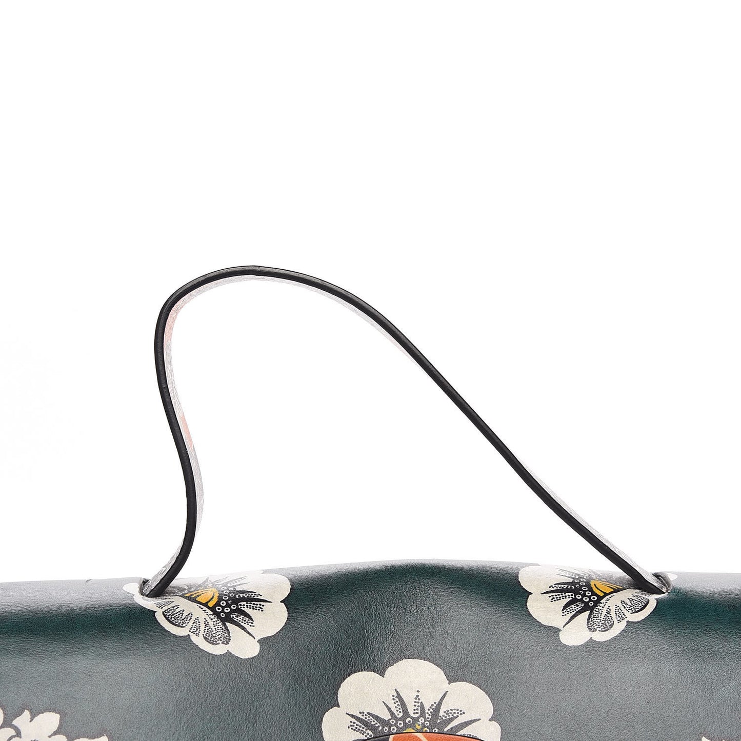 Calfskin Floral Print Mime Single Handle Bag Green