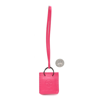 Hermes Milo Lambskin Swift Shopping Bag Charm Rose Mexico 2 of 4