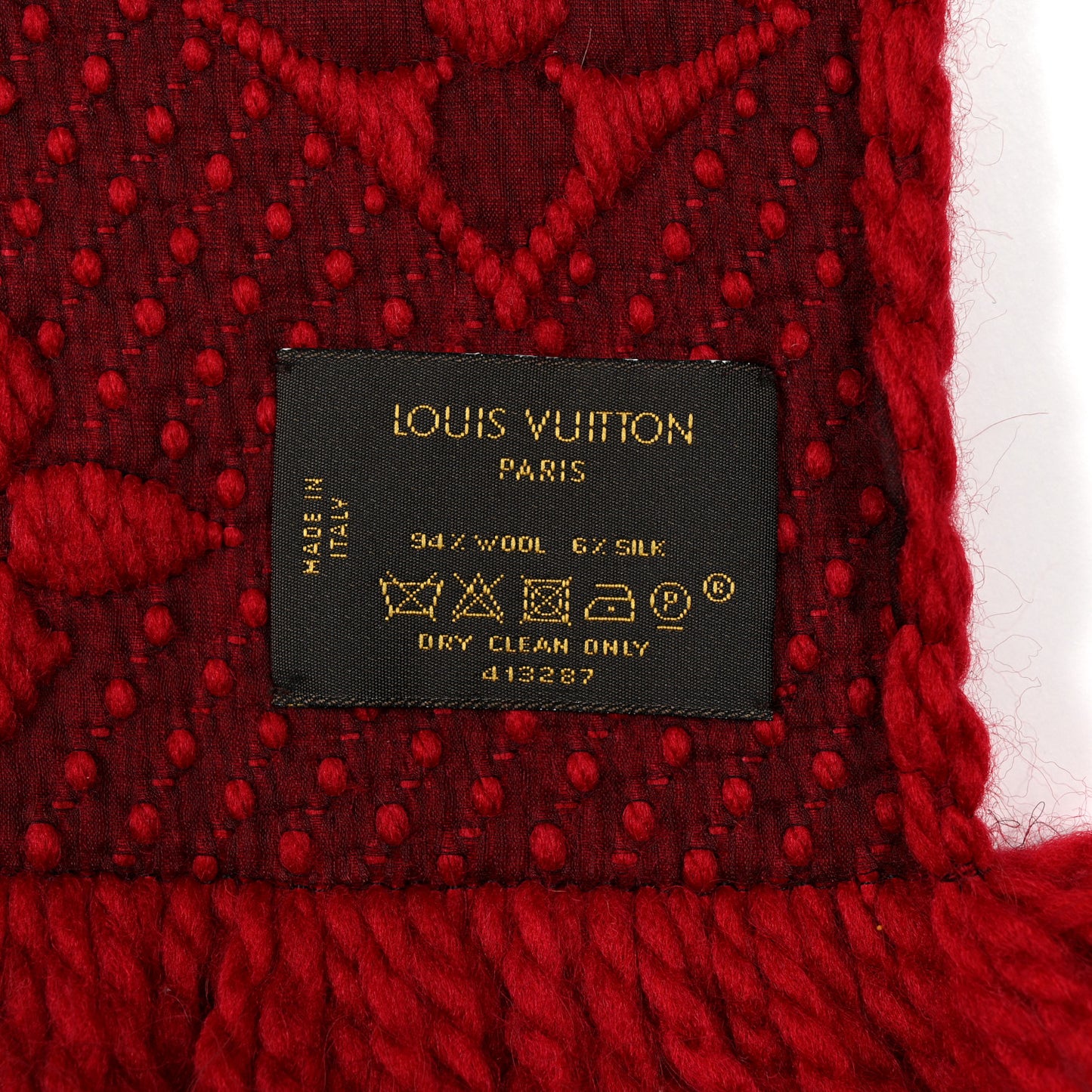 Wool Silk Logomania Scarf Rubis