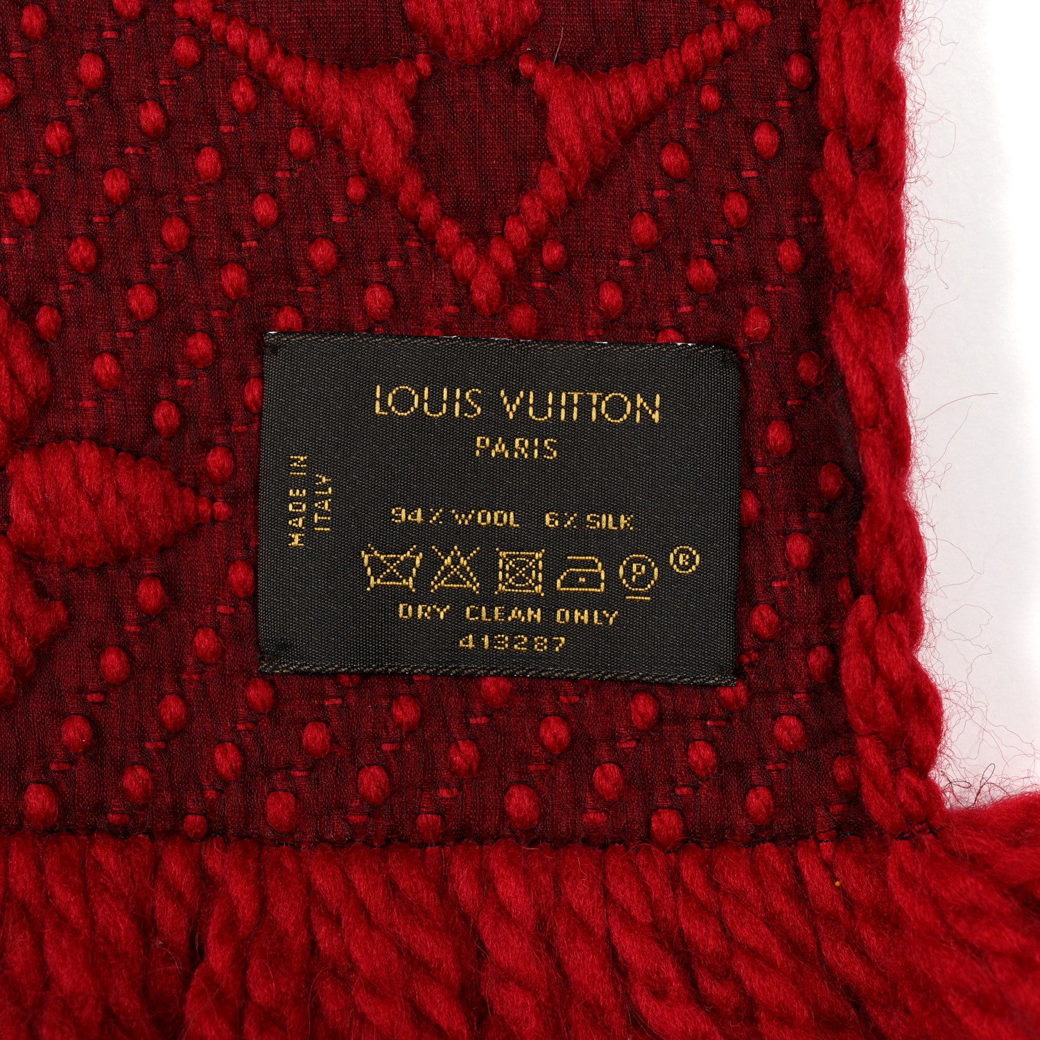 Louis Vuitton Wool Silk Logomania Scarf Rubis 3 of 4
