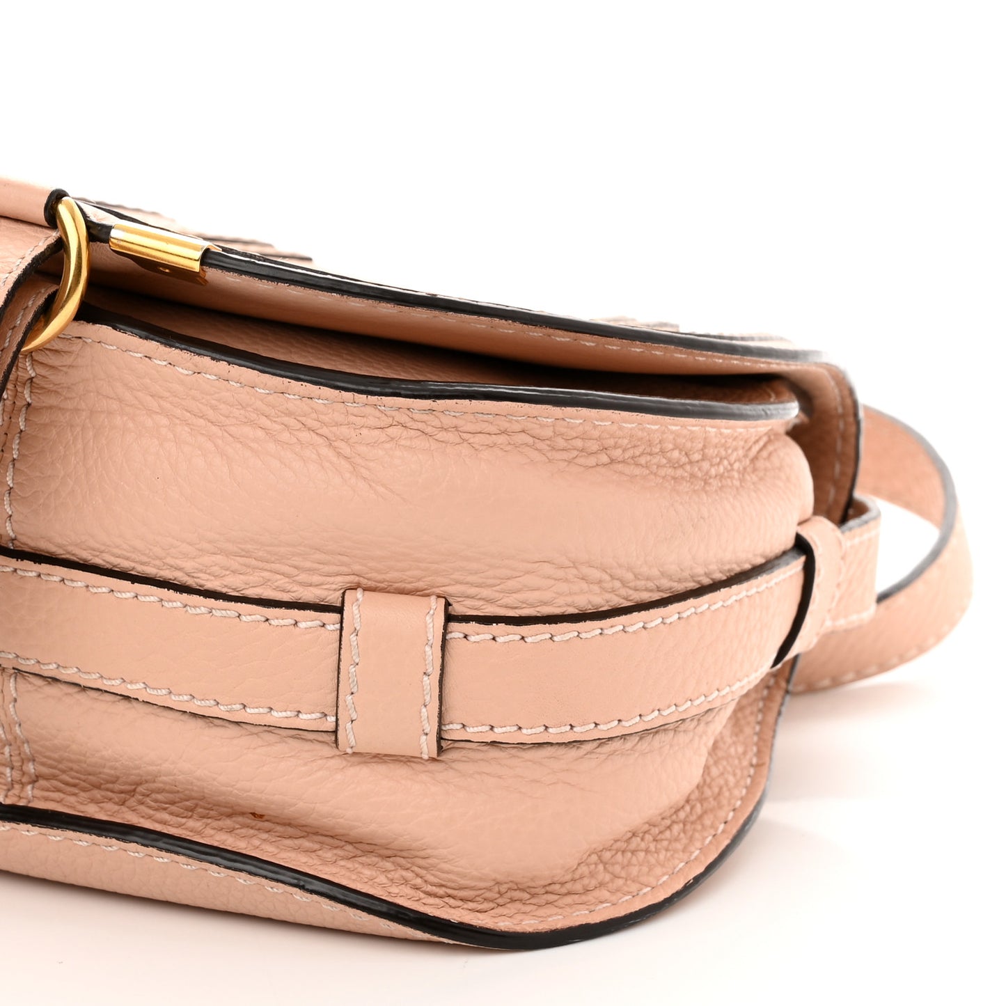 Grained Calfskin Small Marcie Saddle Bag Anemone Pink