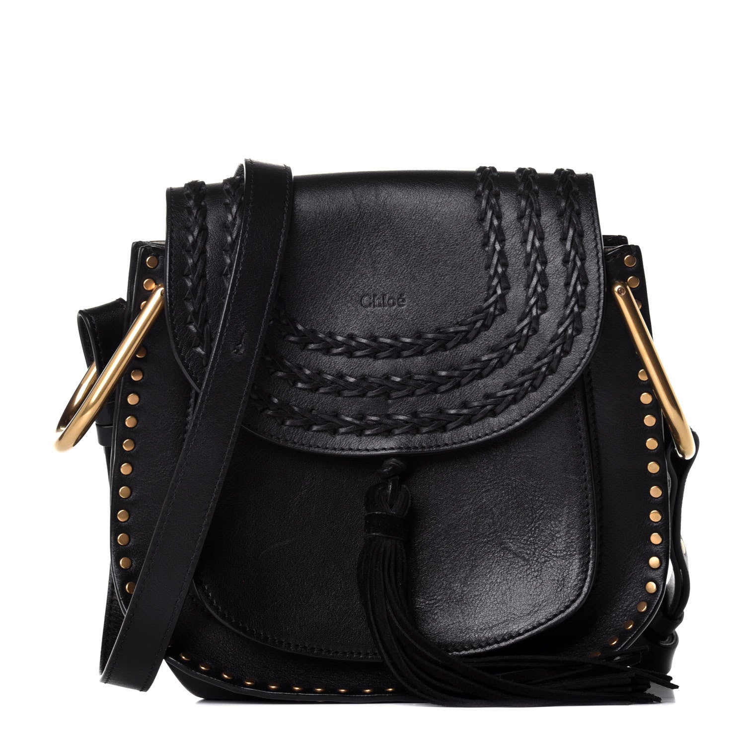 Chloe Calfskin Braided Small Hudson Shoulder Bag Black 1 of 8