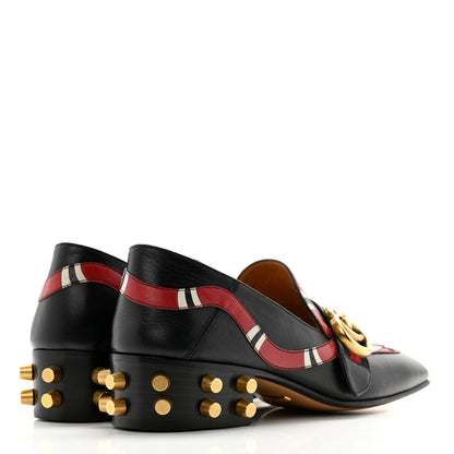 Gucci Malaga Kid Web Kingsnake GG Peyton Loafer Pumps 36 Black 4 of 10
