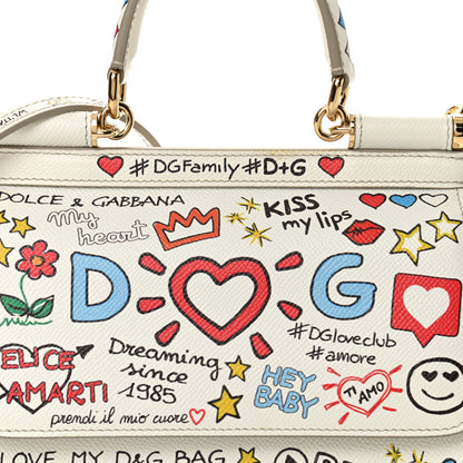 Dolce & Gabbana Dauphine Graffiti Printed Small Miss Sicily Satchel White 7 of 9