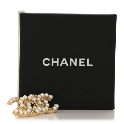 Chanel Metal Crystal Pearl CC Earrings Gold 5 of 5
