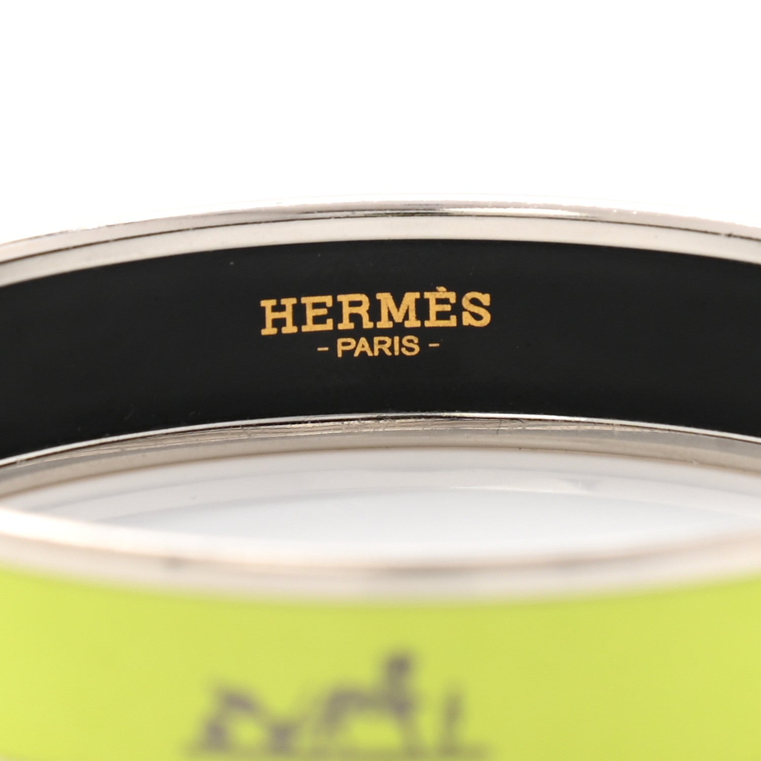 Hermes Enamel Printed Medium Caleche Bracelet 62 Lime 4 of 6