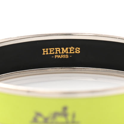 Hermes Enamel Printed Medium Caleche Bracelet 62 Lime 4 of 6